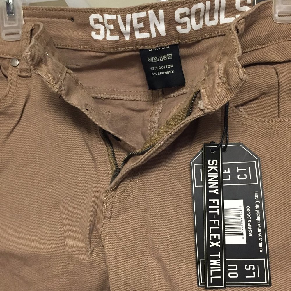 7 Souls Men’s Skinny Fit Stretch Twill Pants Sz34